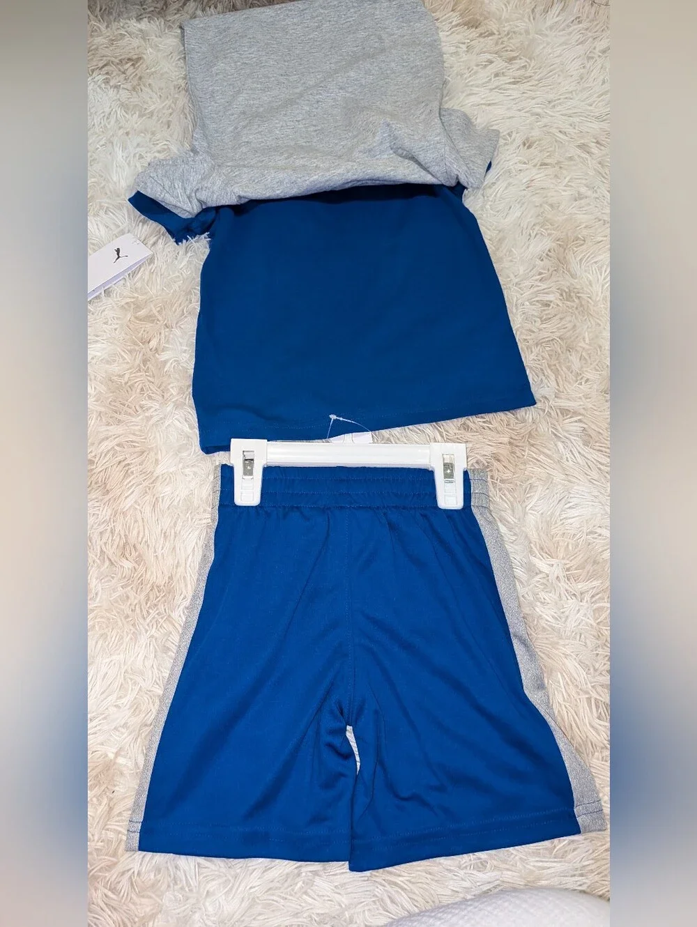 NWT, Puma,3 Pc, Blue & Gray Short Sleeve Shirts W/Gray Shorts -2T